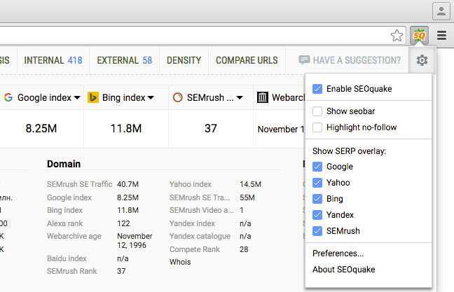Configure dropdown menu