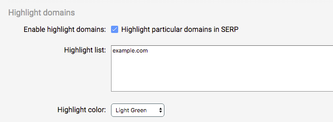 Onglet de configuration de superposition SERP