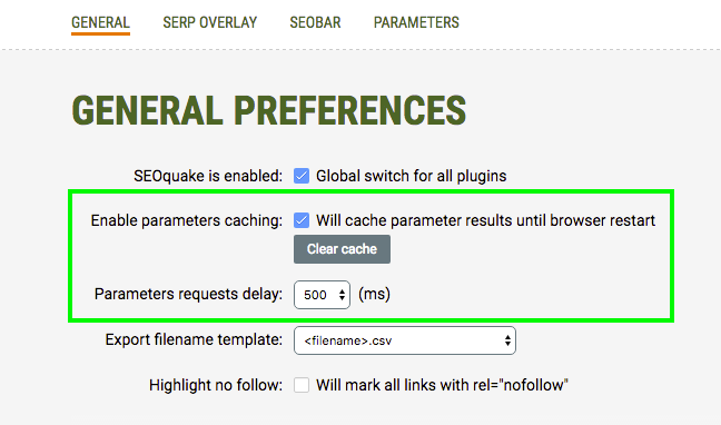 Page des préférences générales