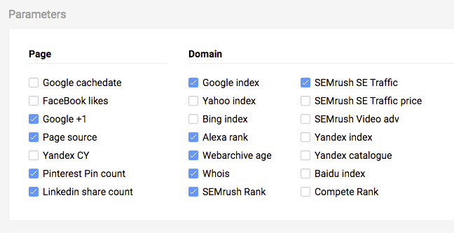 SEObar configuration tab